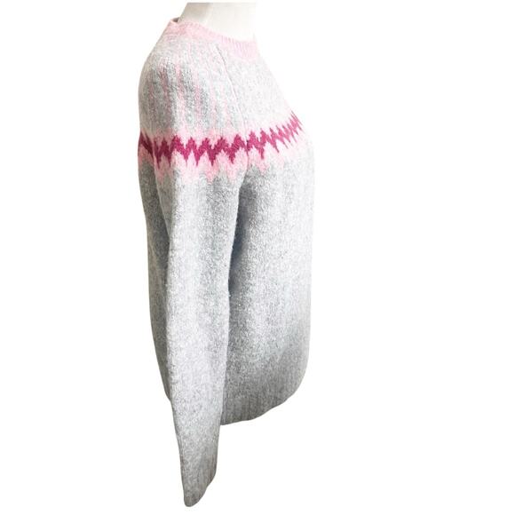 Jason Wu Women’s Fair Isle Sweater Wool Sz Small Gray Pink Oversized Crew Neck - Picture 5 of 12
